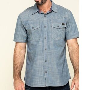 HAWX MEN'S RANCHO CHAMBRAY SOLID SHORT SLEEVE WORK SHIRT